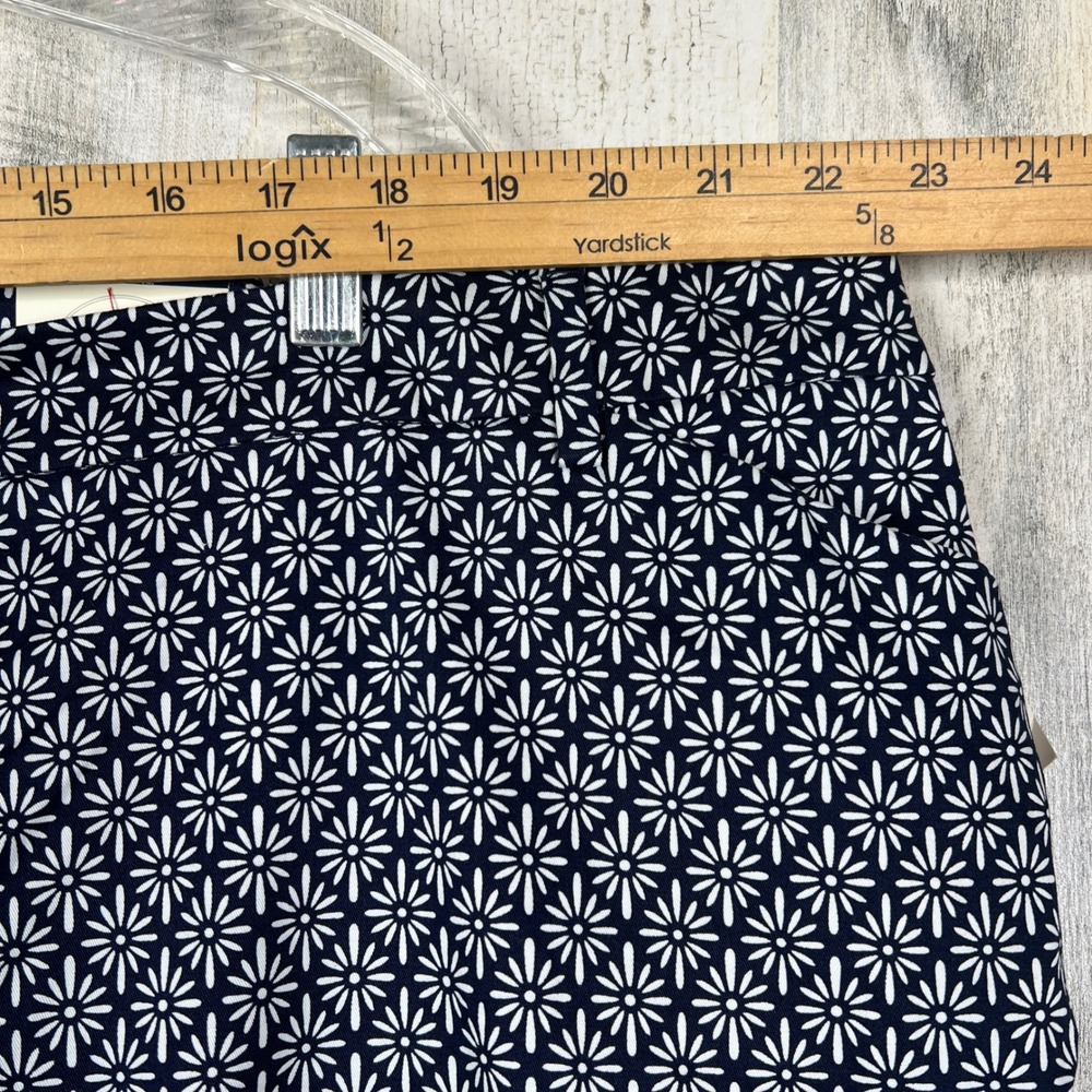 NEW Talbots Skimmer Pants 24W Navy Blue White Floral Daisy Cotton Stretch - Picture 12 of 16